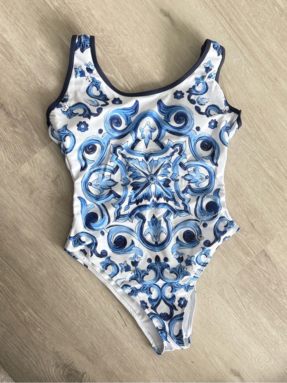 Blue & White Mosaic One-Piece Swimsuit